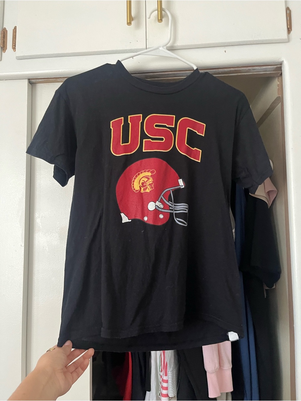 USC Boys andBlack Graphic Tee with Red Helmet Print